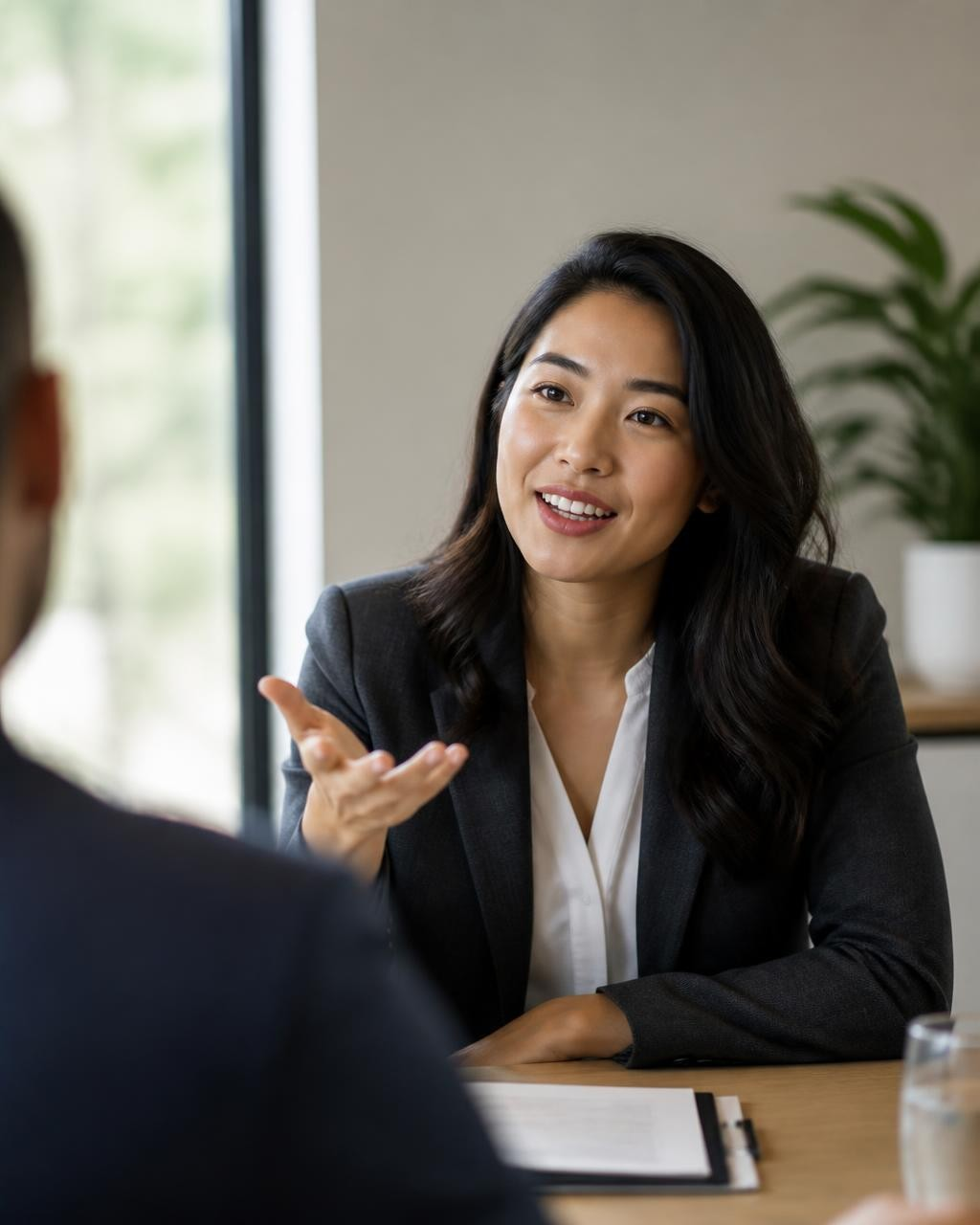 Job candidate confidently and naturally discussing a genuine weakness during a job interview